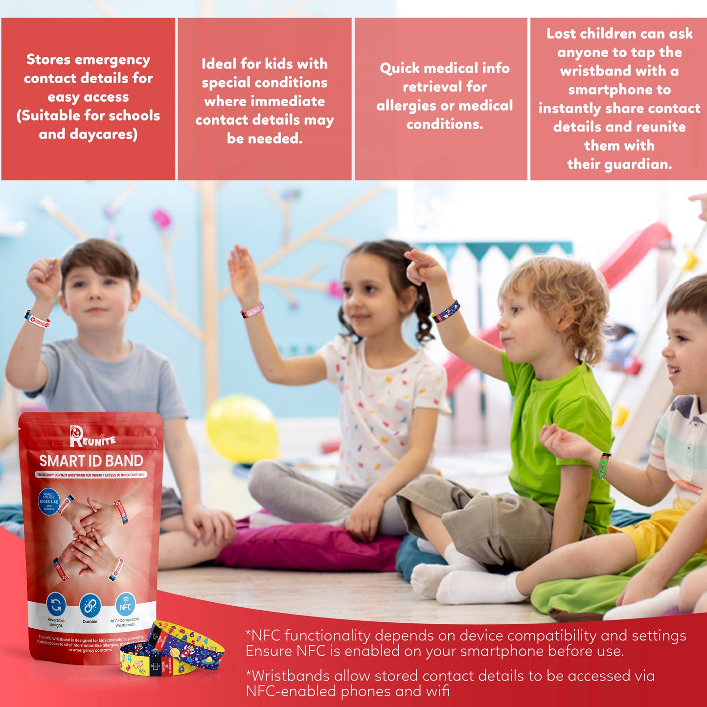 Child's Smart Medical ID Bracelet - Space