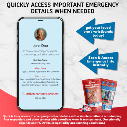 Adult's Smart Medical ID Bracelet - Emergency