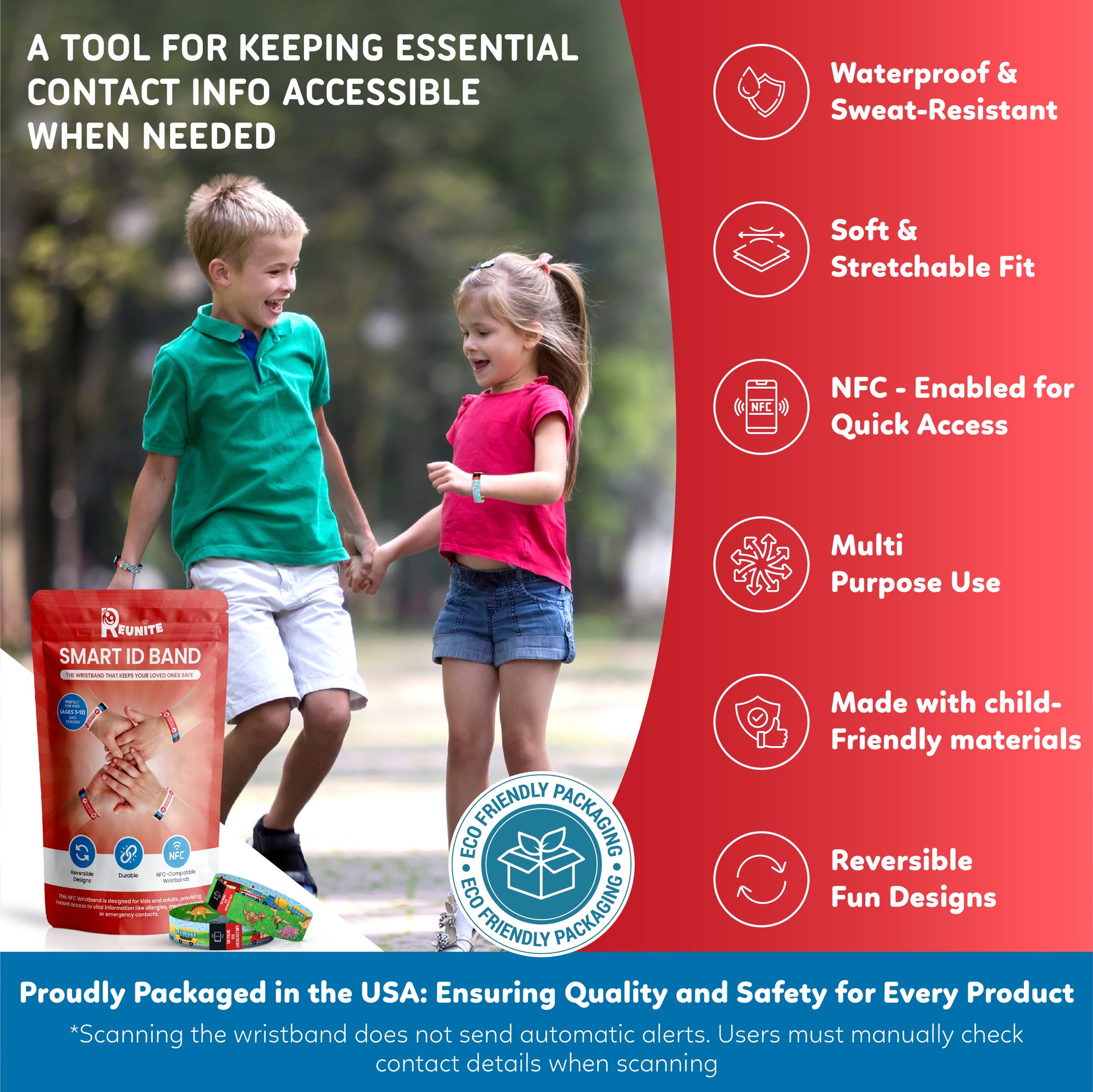 Child's Smart Medical ID Bracelet - Dino