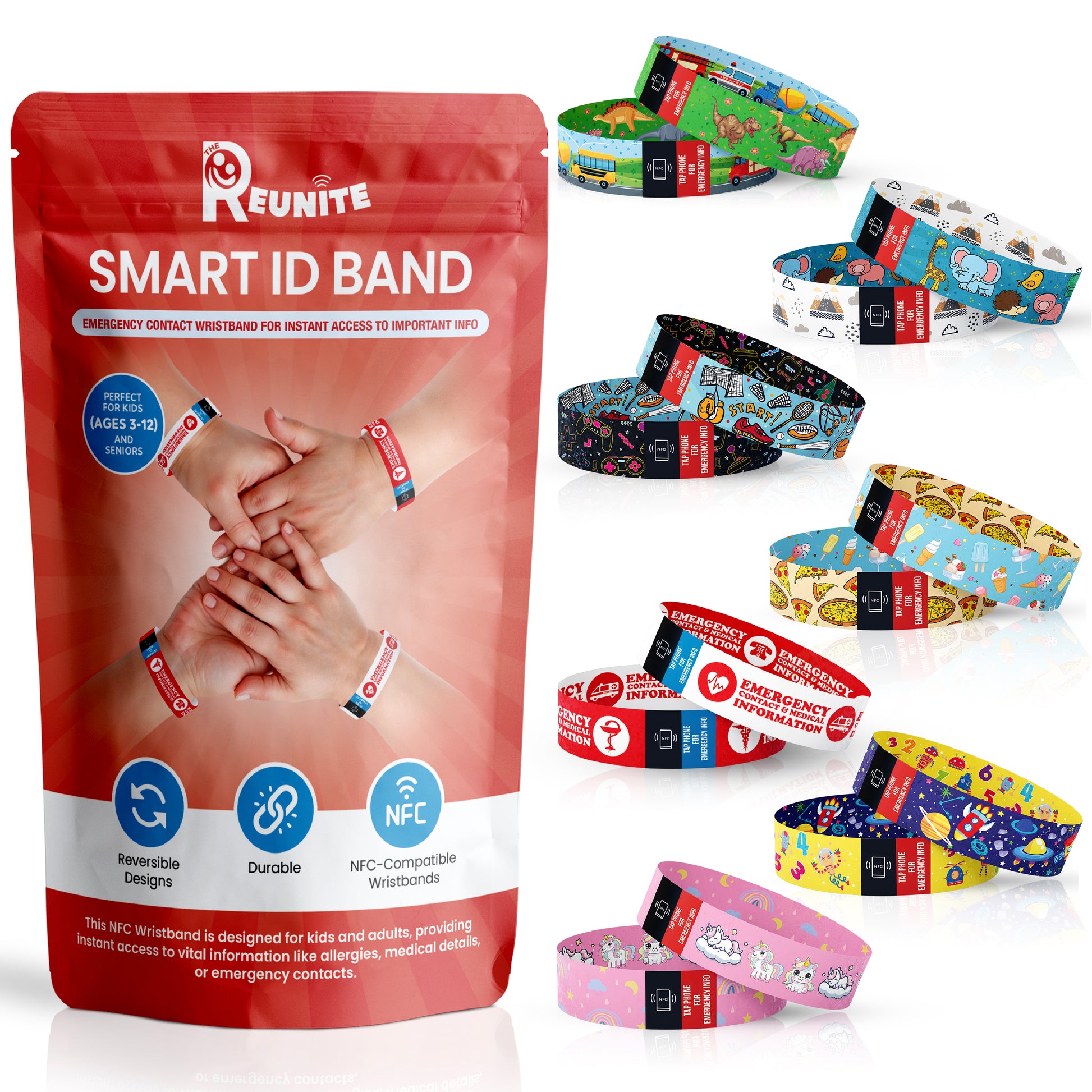Child's Smart Medical ID Bracelet - Dino