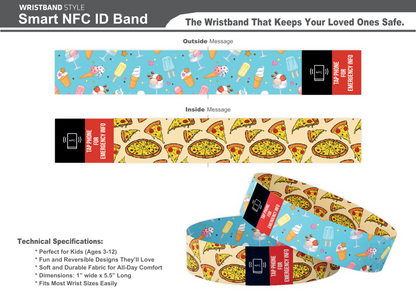Child's Smart Medical ID Bracelet - Pizza