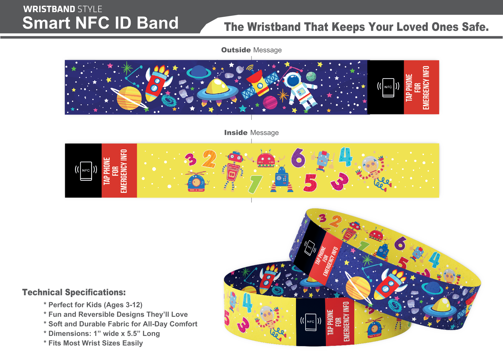 Child's Smart Medical ID Bracelet | Space Robots Design – The Reunite