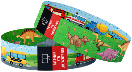 Child's Smart Medical ID Bracelet - Dino