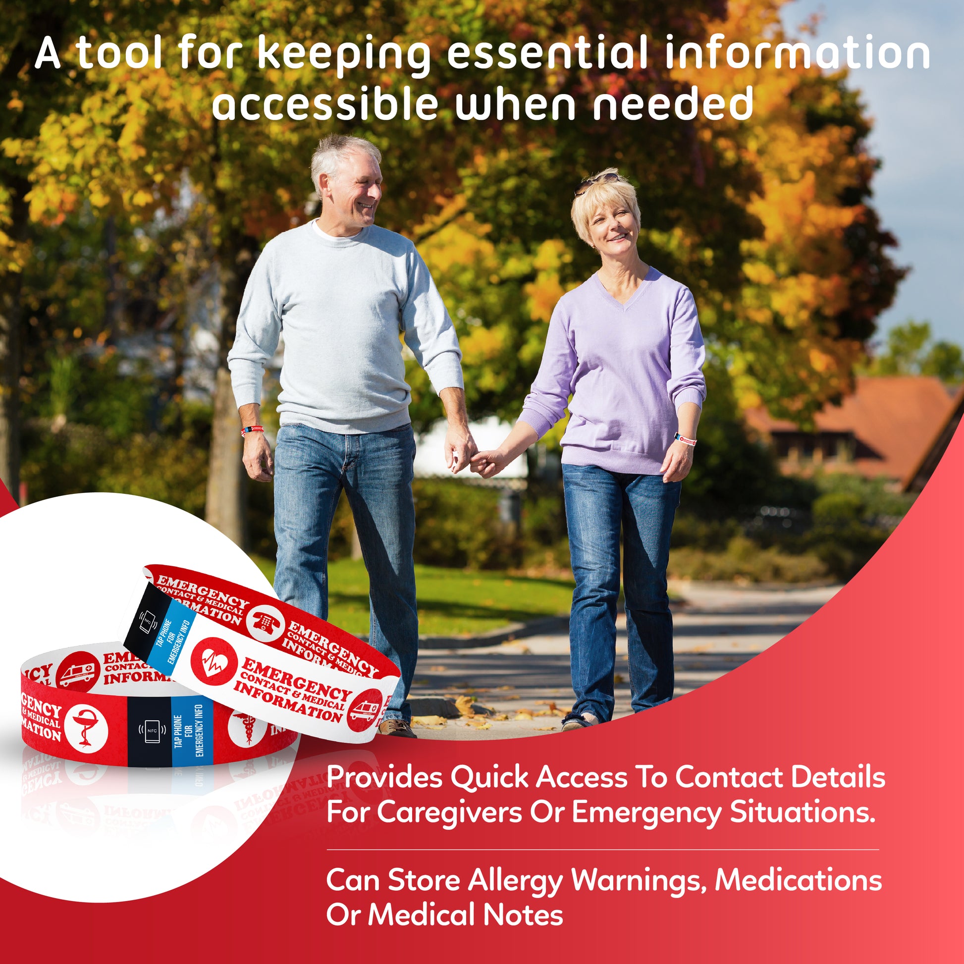 Adult's Smart Medical ID Bracelet - Emergency