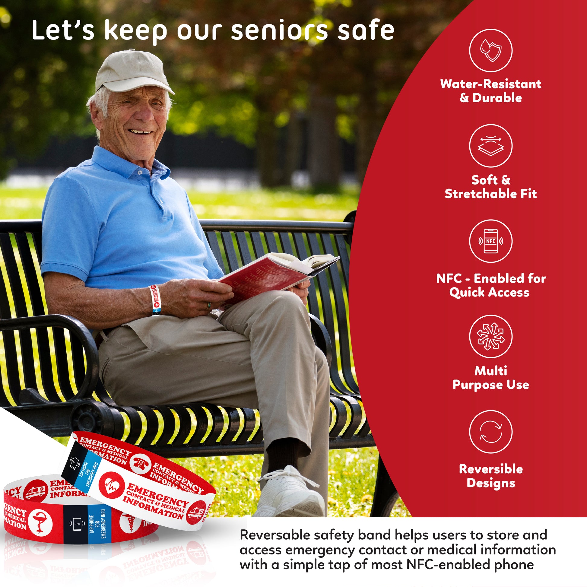 Adult's Smart Medical ID Bracelet - Emergency